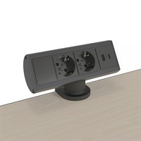 Axessline Desk - 2 socket type F, 1 USB-C &amp; 1 USB-A charger, bla
